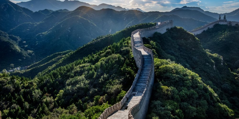 the Great Wall is generally built along an east-to-west line across the historical northern borders of China.