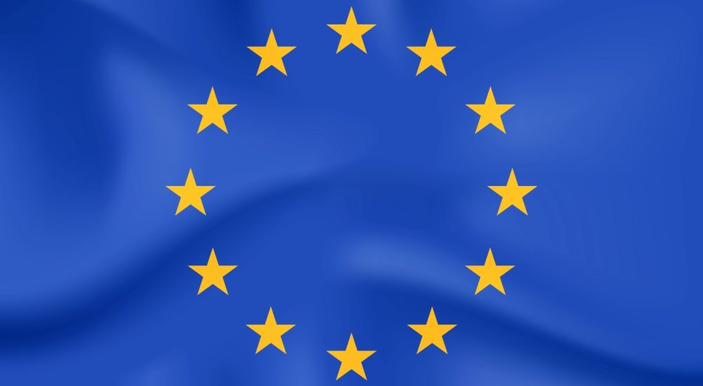 Flag of European Union: yellow stars on blue background